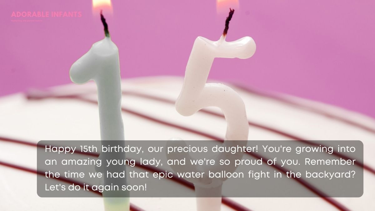 Playful and fun 15th birthday daughter wishes from Mom and Dad