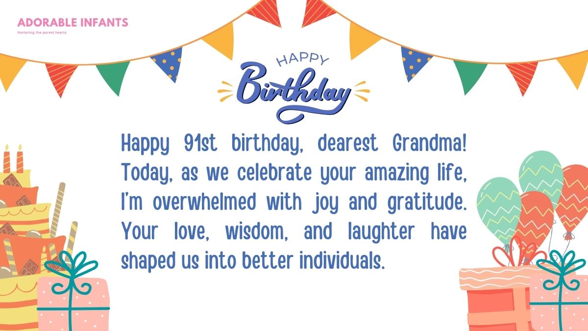 Emotional happy 91st birthday grandma wishes
