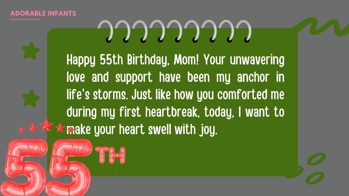 Emotional, heartfelt 55th birthday wishes for mom