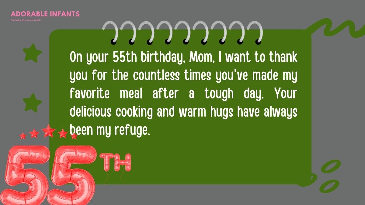 Heartwarming happy 55th birthday mom wishes