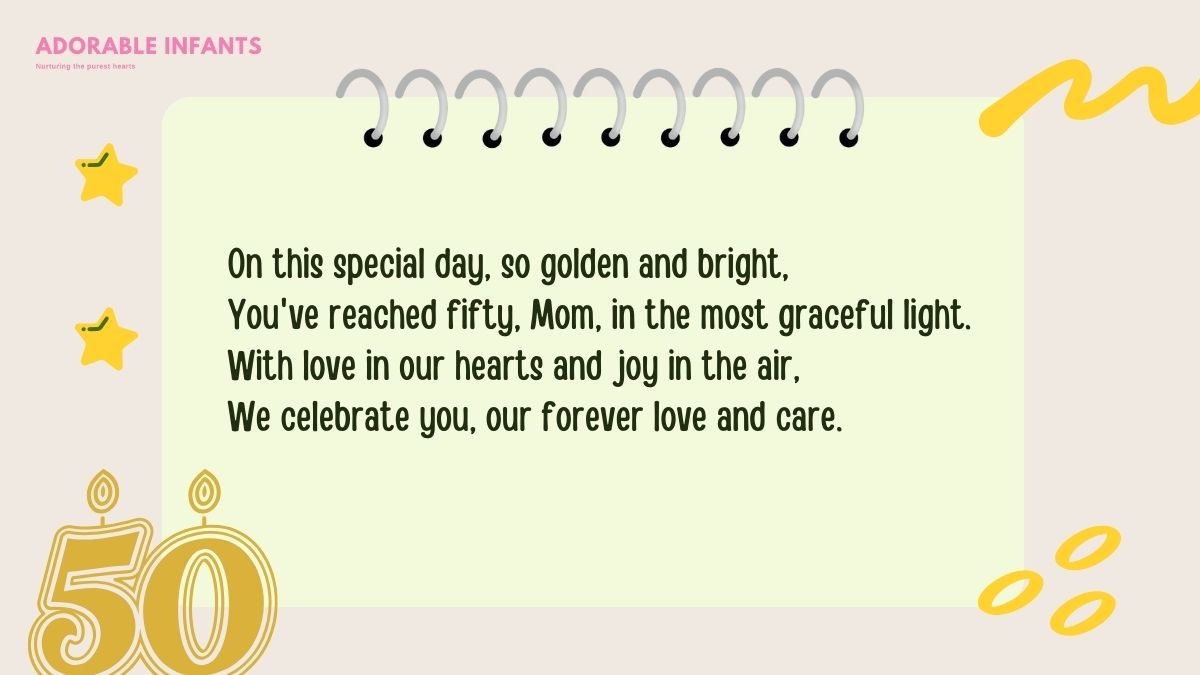 Sweet and beautiful happy 50th birthday mom poems