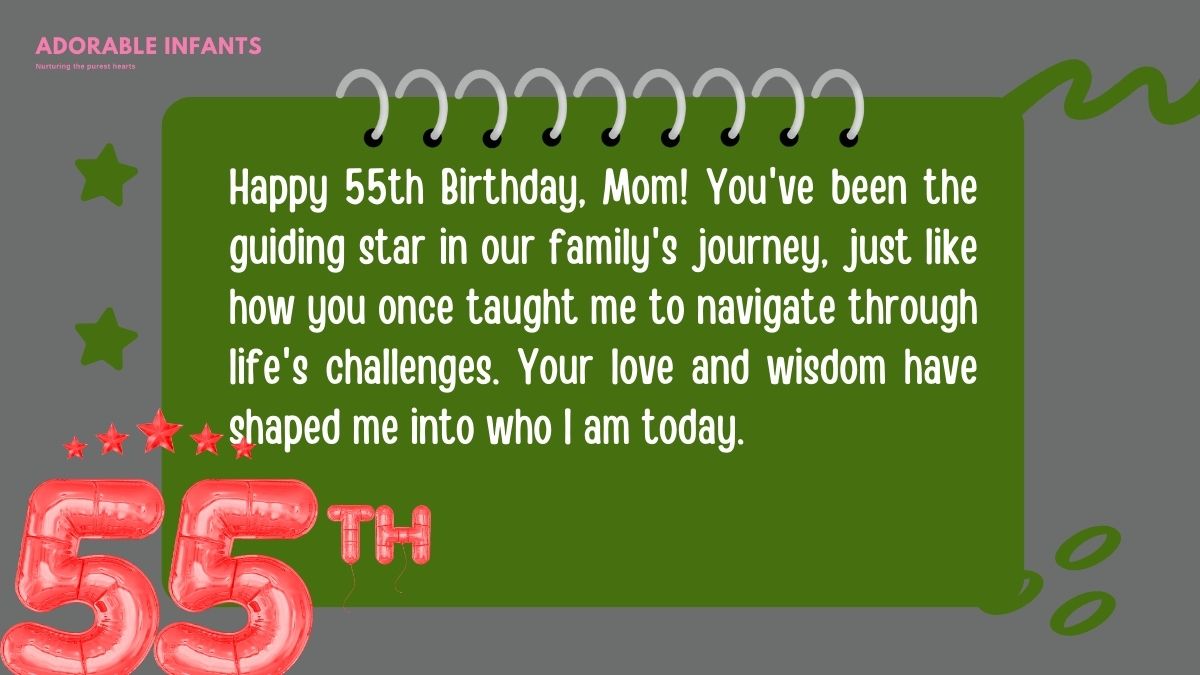 Sweet and sentimental happy 55th birthday mom wishes
